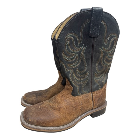 Smoky Mountain Youth Leather Cowboy Boots Brown Western Square Toe Shoe Size 4 - Picture 1 of 9